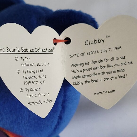 Ty Beanie Baby "Clubby" the Bear with Version #1 Tag Retired Collectible - Picture 5 of 8